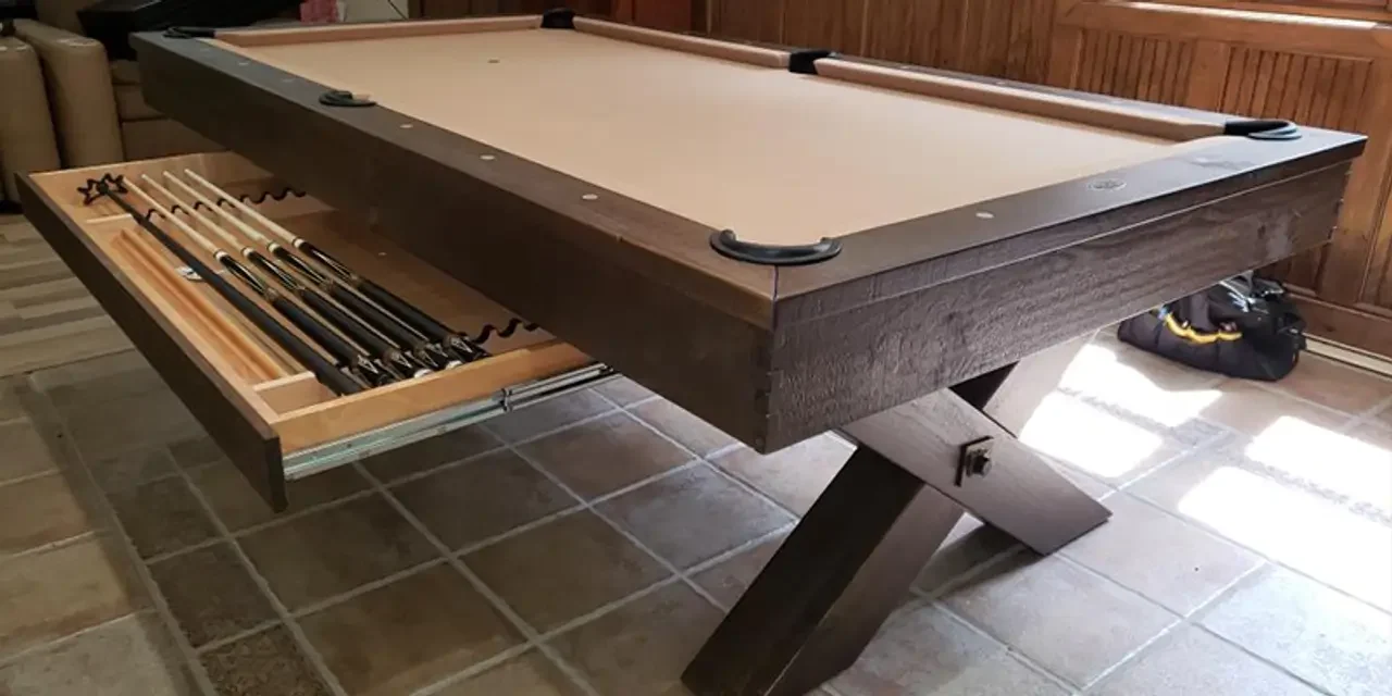 durango pooltable pine mbk drawer open rustic olhausen 1