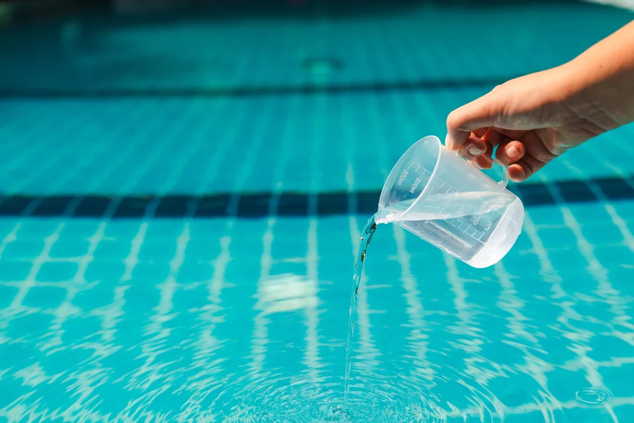 swimming pool water during routine maintenance 5446